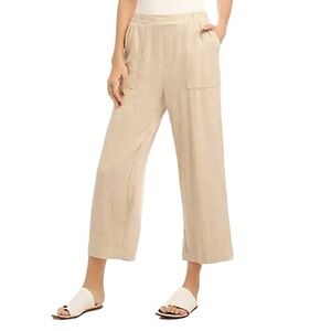 Karen Kane Relax Cropped Wide Leg Khaki Pants L